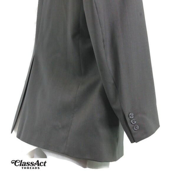 Allyn Saint George 2 Pc Suit Mens Gray Striped 2 Btn 42S Pleated Front 40" W - Picture 6 of 9